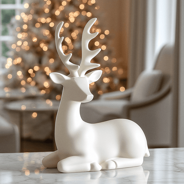 Cream Laying Festive Reindeer Ornament Accessories 