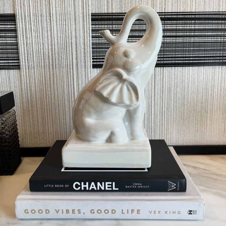 Cream Pearlescent Decorative Elephant Ornament Accessories 