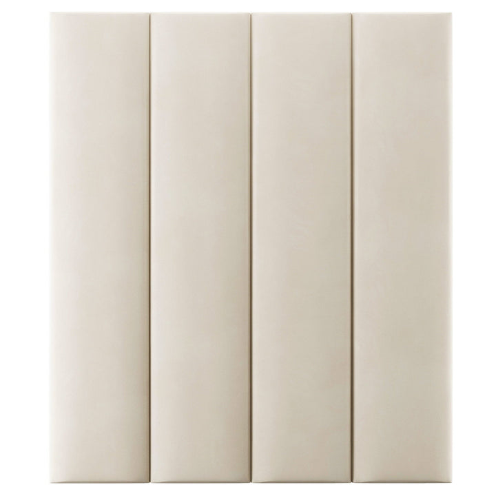 Cream Soft Velvet Individual Padded Upholstered Headboard Wall Panel - 45cm MTO Beds and Headboards 