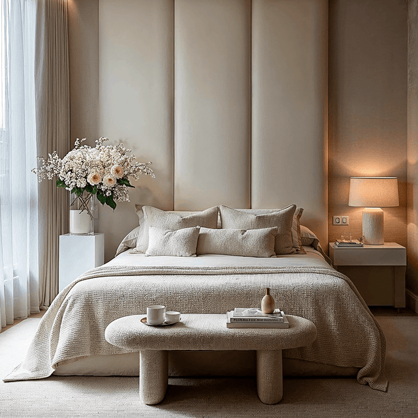 Cream Soft Velvet Individual Padded Upholstered Headboard Wall Panel - 60cm Beds and Headboards 