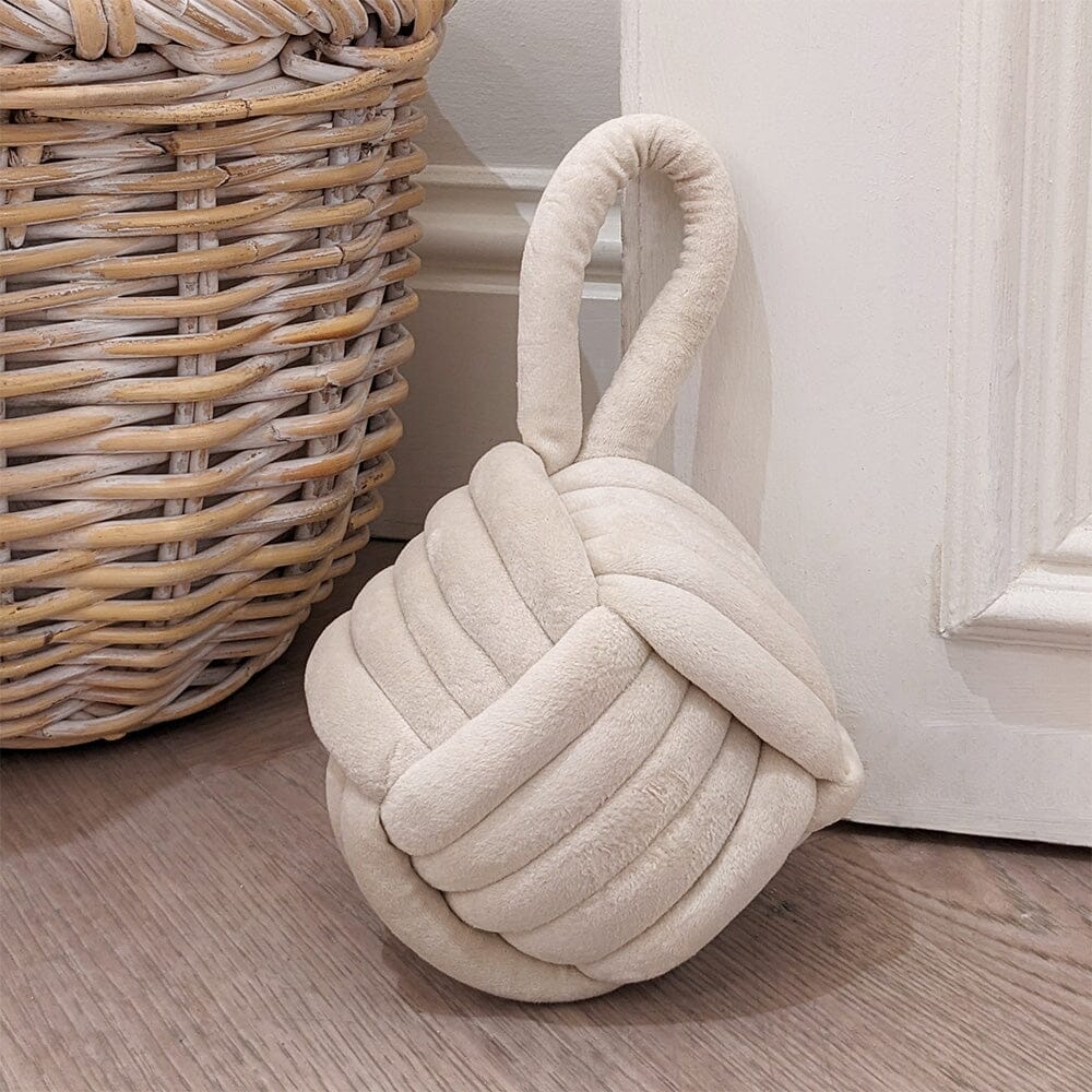 Cream Velvet Knot Door Stop Rowen Homes