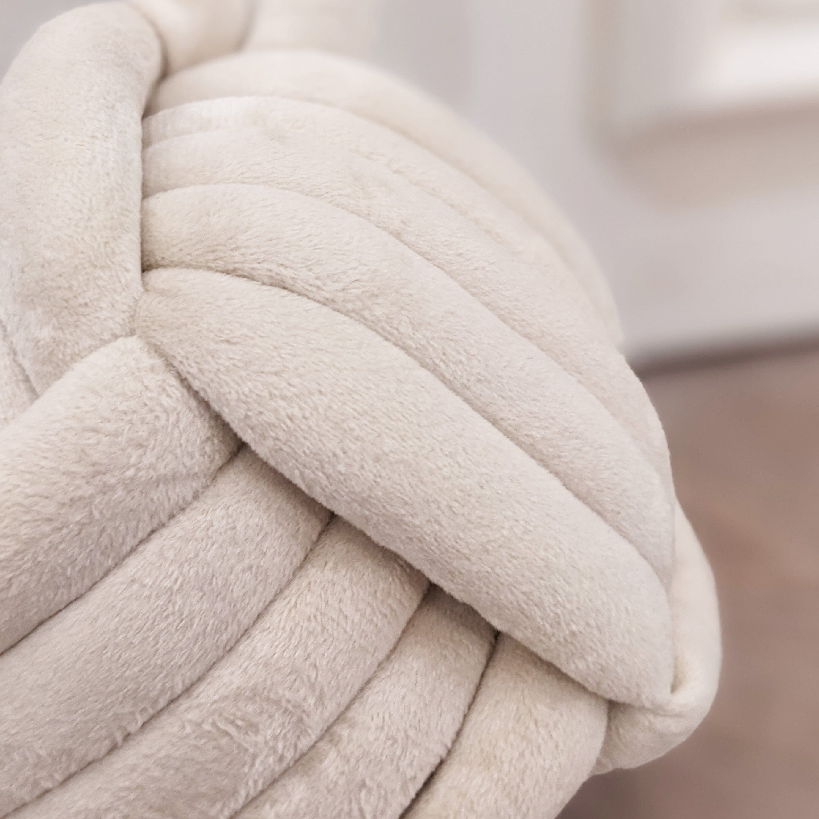 Cream Velvet Knot Door Stop Rowen Homes