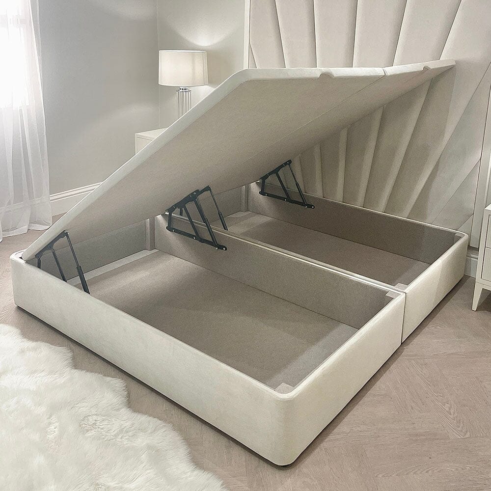 Cream Velvet Ottoman Divan Bed Base MTO Beds and Headboards 