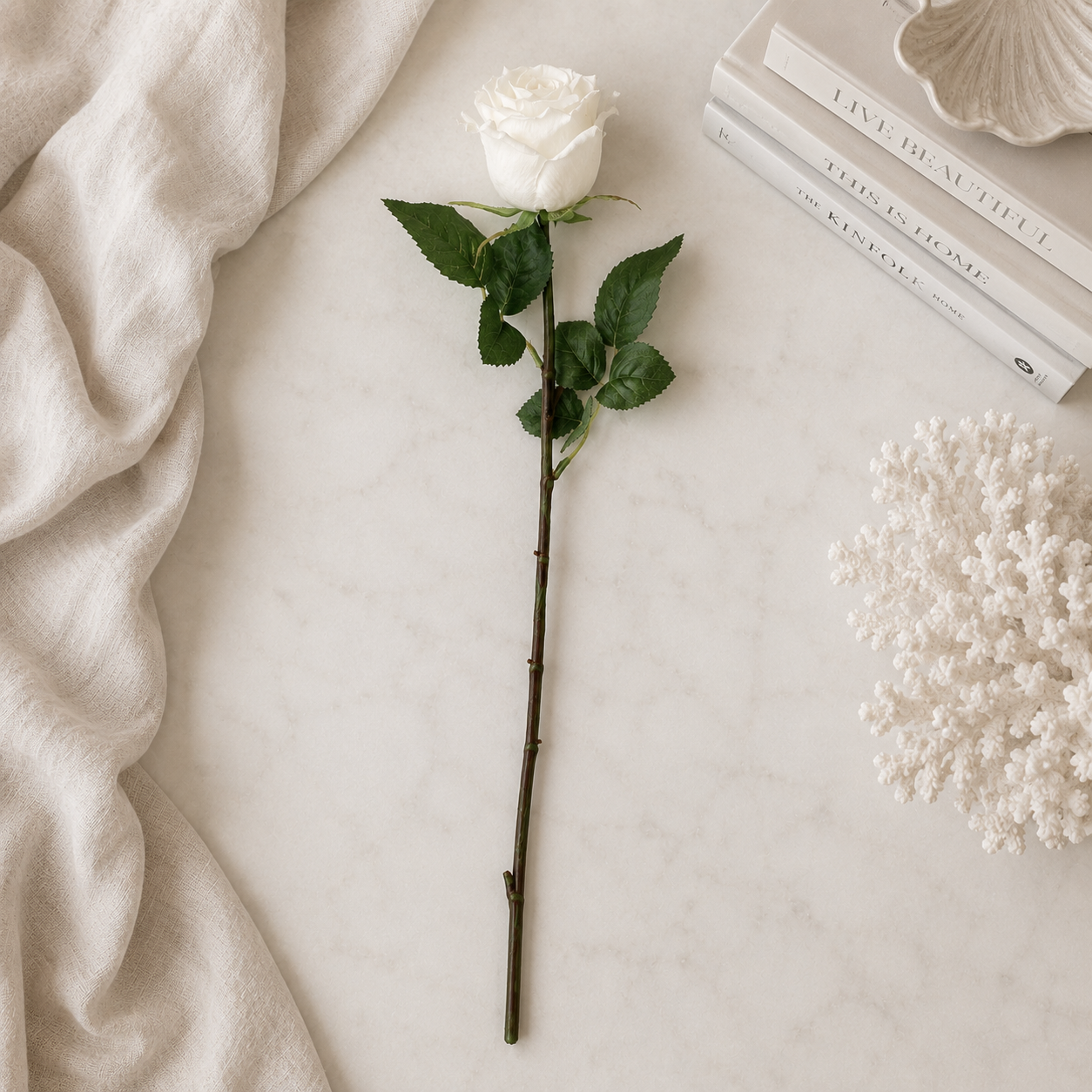 Faux Cream Rose Single Stem Floral