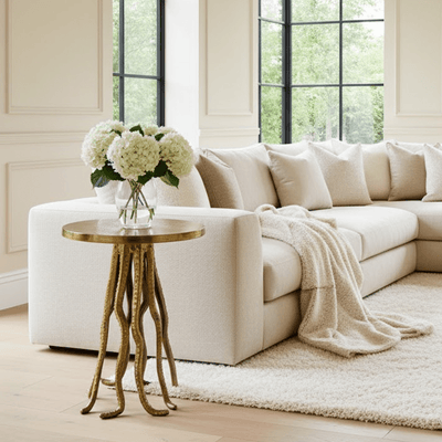 Cristella Brushed Gold Statement Side Table Furniture 
