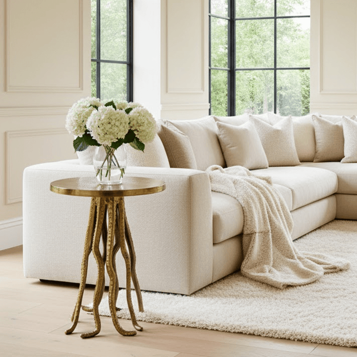 Cristella Brushed Gold Statement Side Table Furniture 