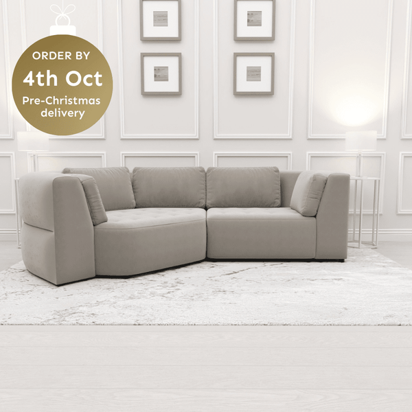 Cuddle Luxury Mist Grey Velvet Medium Sofa MTO Sofa 