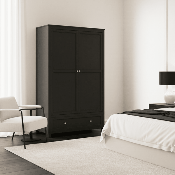 Cynthia Black 2 Door Wardrobe with Gold Handles Furniture 