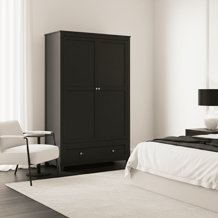 Cynthia Black 2 Door Wardrobe with Gold Handles Furniture 