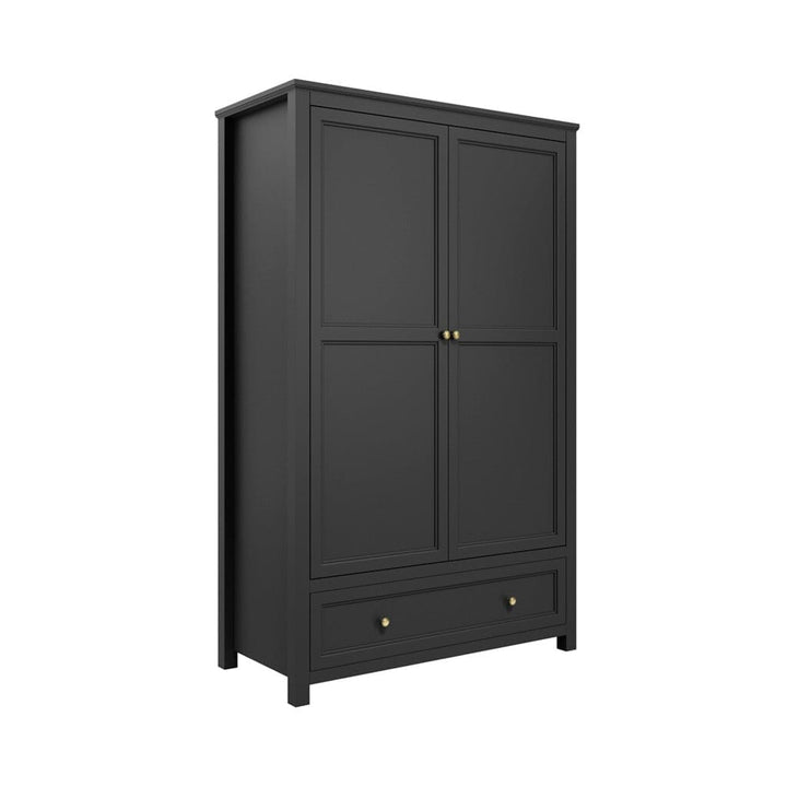 Cynthia Black 2 Door Wardrobe with Gold Handles Furniture 