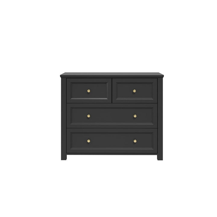 Cynthia Black 4 Drawer Chest with Gold Handles Furniture 