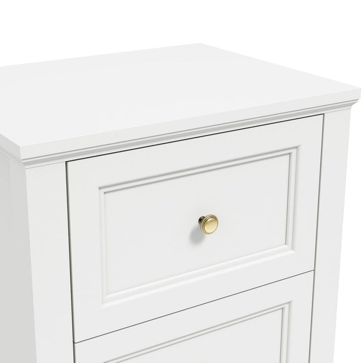 Cynthia White 2 Drawer Bedside Table with Gold Handles Furniture 