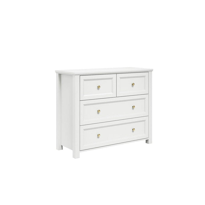 Cynthia White 4 Drawer Chest with Gold Handles Furniture 