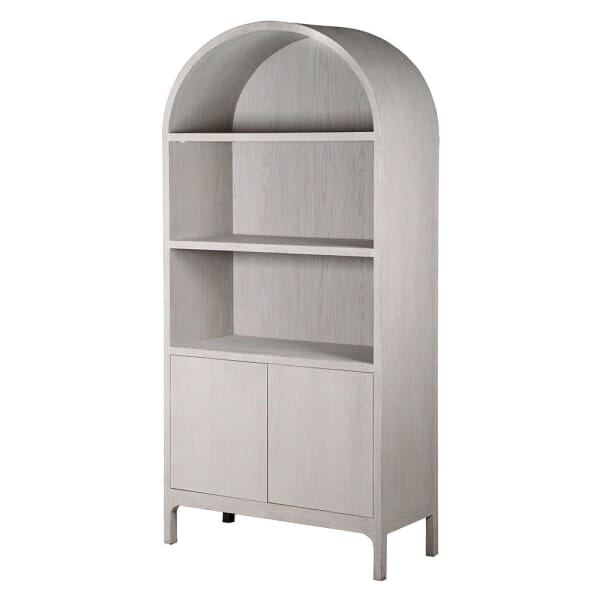 Cyra Arch Top White Wash Wooden Shelving Unit Furniture 