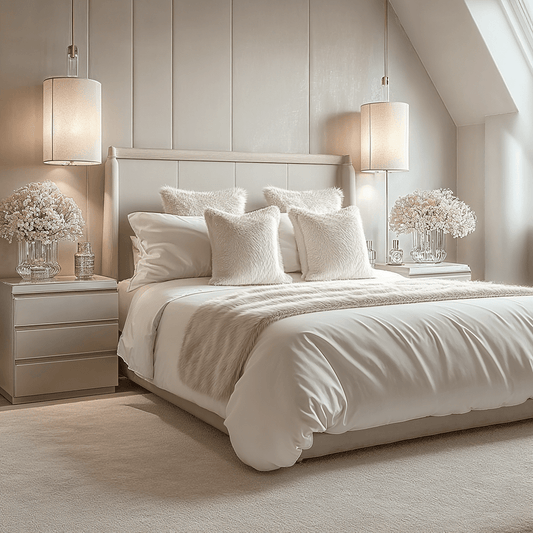 Dahlia Mushroom & Lightwash Wood Veneer Bed Beds and Headboards 