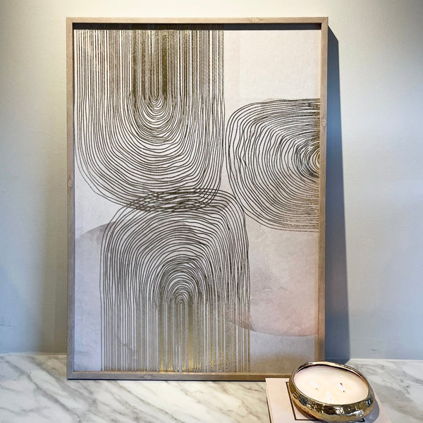 Dalia Cream & Gold Abstract Framed Wall Art- 50x70cm Accessories 