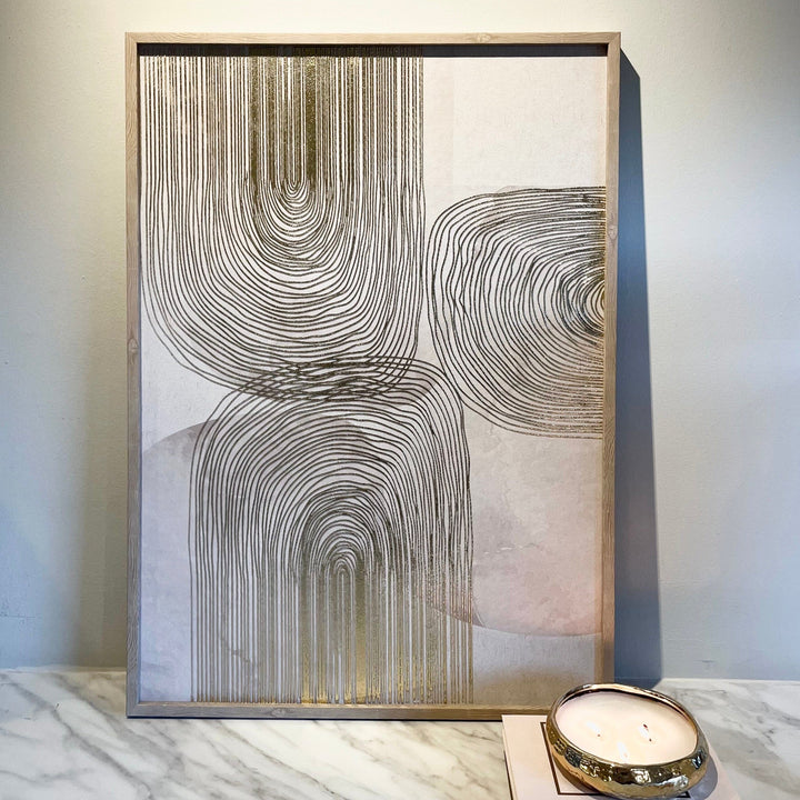 Dalia Cream & Gold Abstract Framed Wall Art- 50x70cm Accessories 