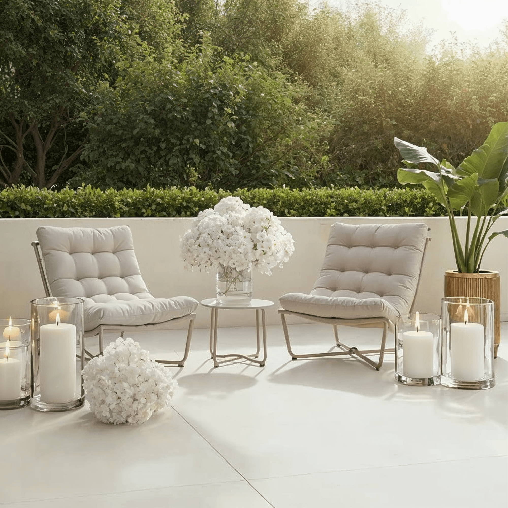 Damia Cream Outdoor Lounging Set Outdoor 