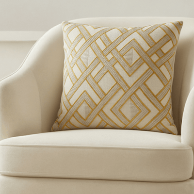 Daniela Rust & Cream Geometric Feather Filled Cushion - 50x50cm
