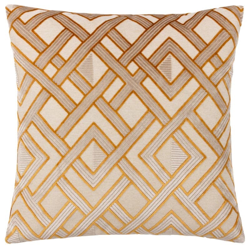 Daniela Rust & Cream Geometric Feather Filled Cushion - 50x50cm