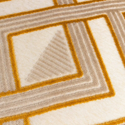 Daniela Rust & Cream Geometric Feather Filled Cushion - 50x50cm