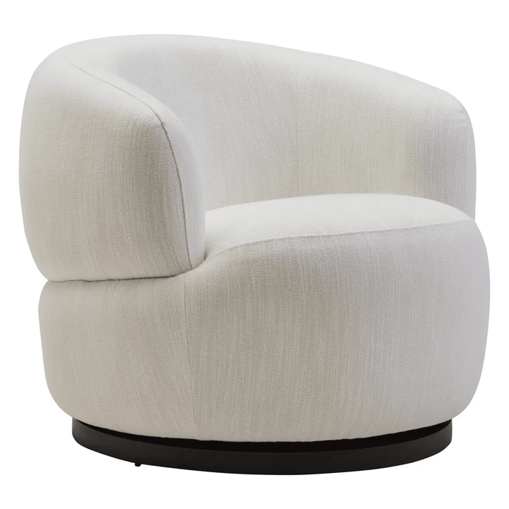 Daphne Cream Textured Swivel Accent Chair with Black Accents Furniture 