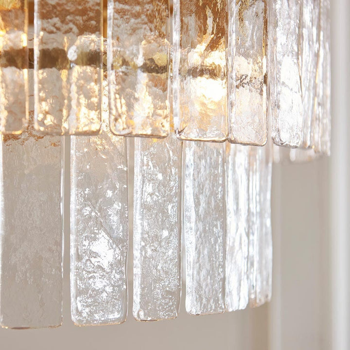 Daphne Gold & Rippled Glass 5 Light Chandelier Lighting 