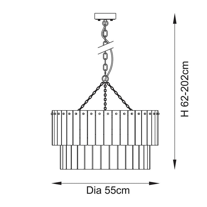 Daphne Gold & Rippled Glass 5 Light Chandelier Lighting 
