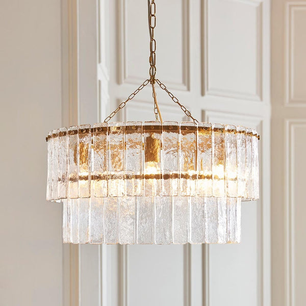 Daphne Gold & Rippled Glass 5 Light Chandelier Lighting 