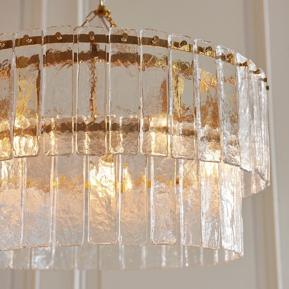 Daphne Gold & Rippled Glass 5 Light Chandelier Lighting 