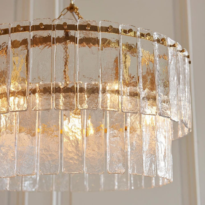 Daphne Gold & Rippled Glass 5 Light Chandelier Lighting 