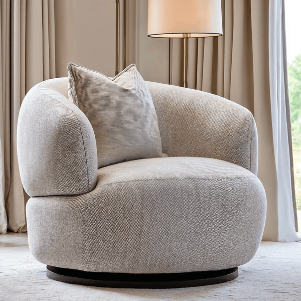 Daphne Grey Textured Swivel Accent Chair with Black Accents Furniture 