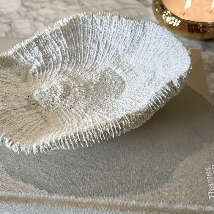 Darcey White Faux Coral Textured Decorative Dish Accessories 