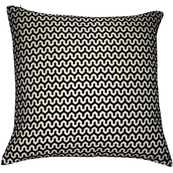 Darla Black & Cream Patterned Cushion - 56 x 56cm Textiles 