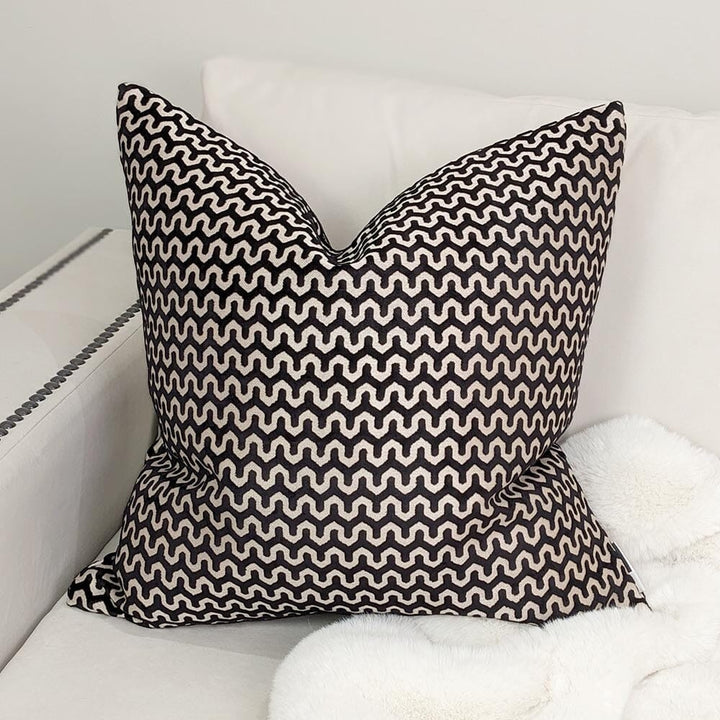 Darla Black & Cream Patterned Cushion - 56 x 56cm Textiles 