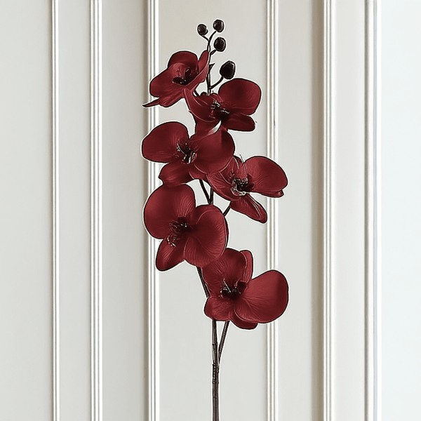Deep Red Faux Orchid Single Stem Floral Accessories 