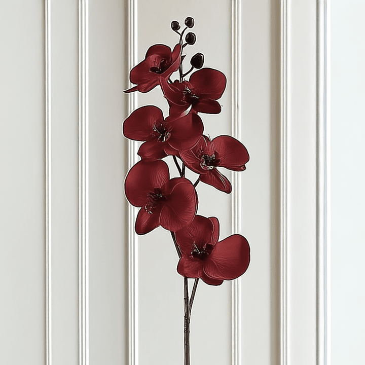 Deep Red Faux Orchid Single Stem Floral Accessories 