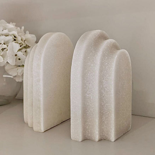 Delaney White Marble Set of 2 Bookends Accessories 