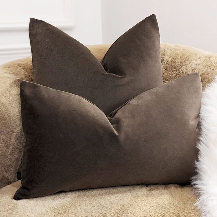 Delanie Chocolate Velvet Bolster Cushion - 30x50cm Textiles 