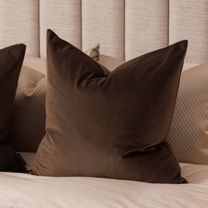 Delanie Chocolate Velvet Cushion - 50x50cm Textiles 