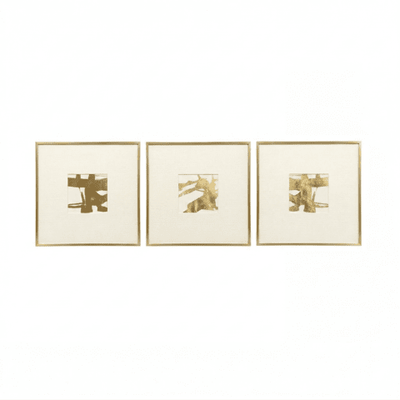 Deluxe Cream & Gold Framed Wall Art - Set of 3 Accessories 