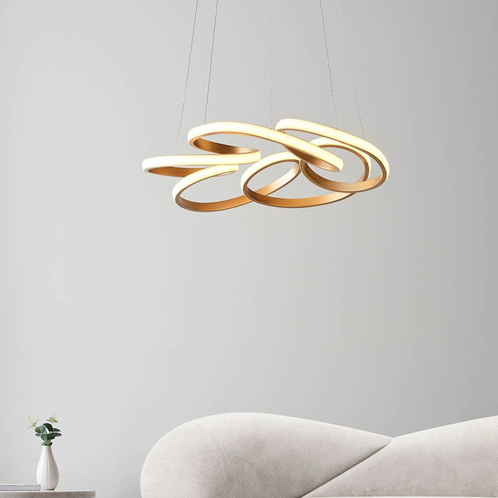 Demure Gold Satin Spiral LED Pendant Ceiling Light Lighting 