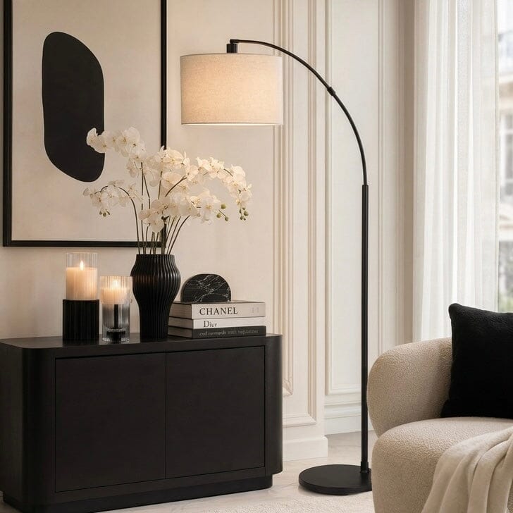 Dionne Black Curved Floor Lamp Lighting 