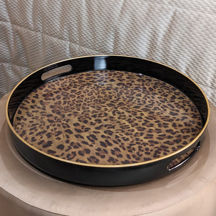 Dolce Round Leopard Print Decorative Tray Accessories 