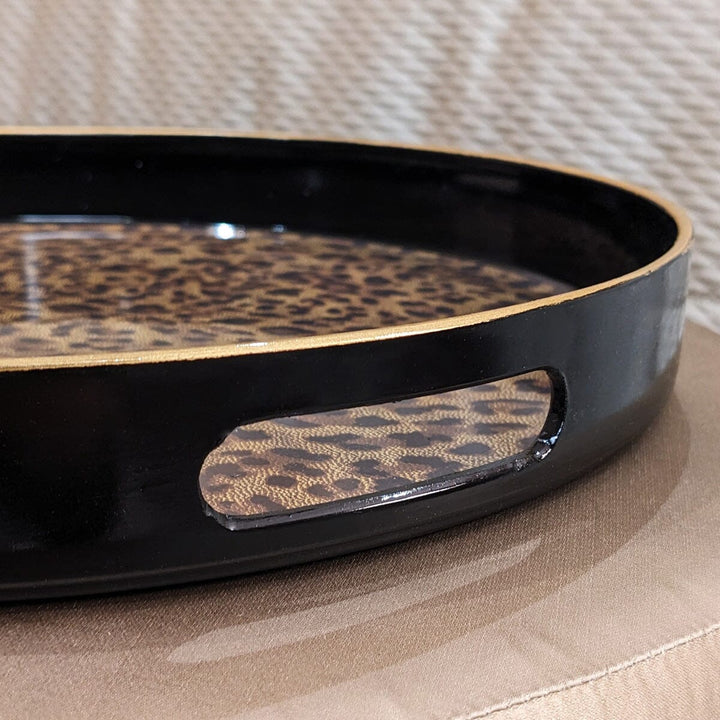 Dolce Round Leopard Print Decorative Tray Accessories 