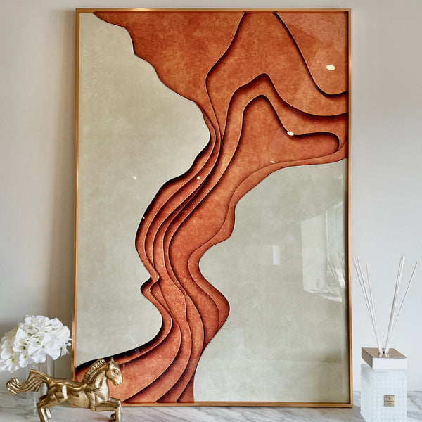 Donatella Copper & Cream 3D Effect Framed Wall Art - 70x100cm Accessories 