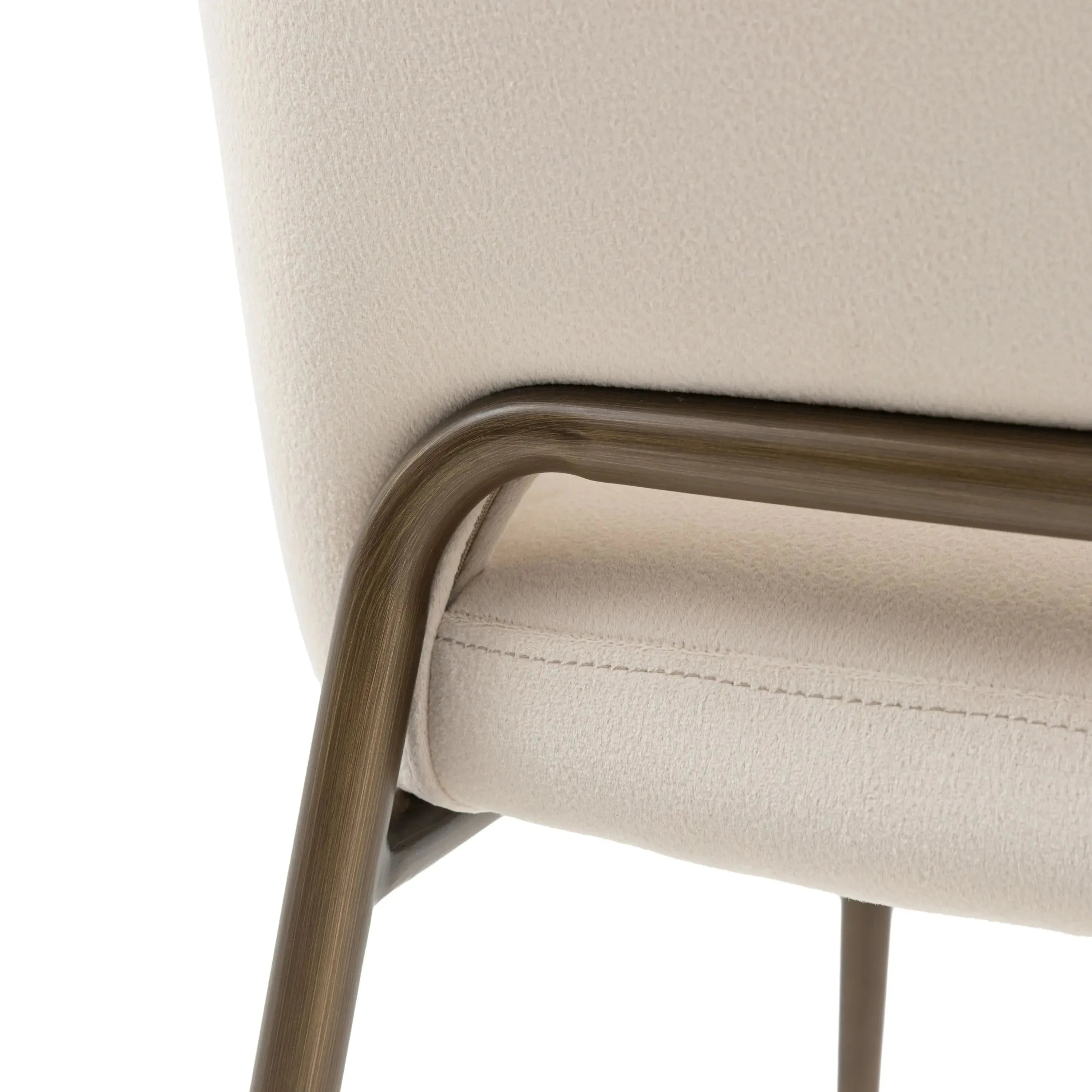 Donna Cream Velvet Dining Chair with Bronze Metal Legs- Set of 2 Furniture 