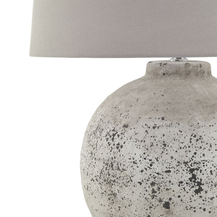 Dorchester Large Stone Ceramic Rounded Table Lamp with Neutral Shade Lighting 