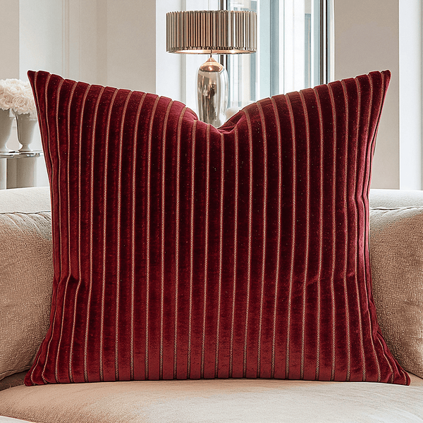 Dravenna Burgundy Striped Cushion- 50x50cm 