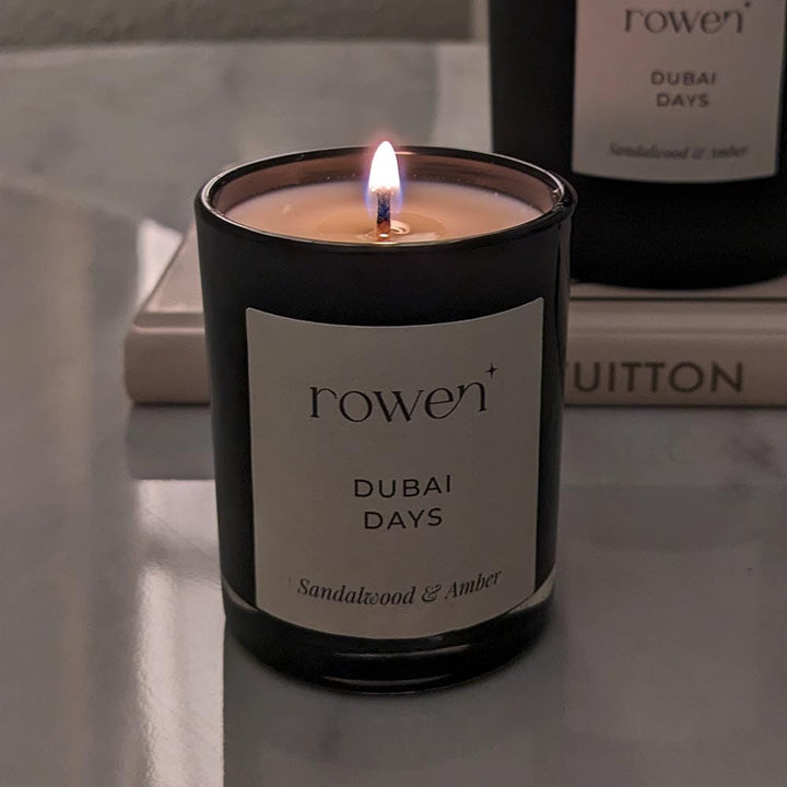 Dubai Days Black Votive Candle - Sandalwood & Amber Fragrance 